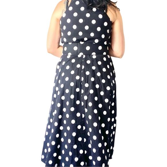 Vintage Polka Dot Belted A-line Midi Dress Size 5 Small - Picture 2 of 6